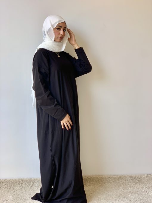 Black Cotton Basic Maxi Dress - Image 6