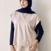 Short Beige Cotton Basic with Side Slit