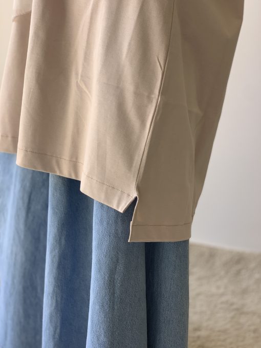Medium Beige Cotton Basic with Side Slit - Image 2