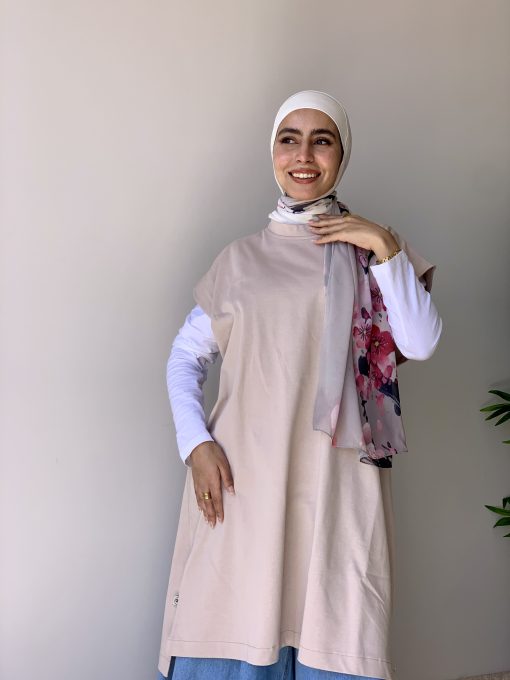 Medium Beige Cotton Basic with Side Slit - Image 4