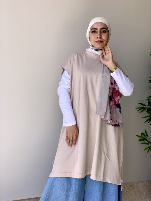 Medium Beige Cotton Basic with Side Slit - Image 5
