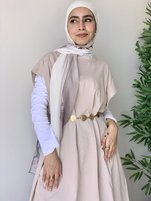 Medium Beige Cotton Basic with Side Slit - Image 11