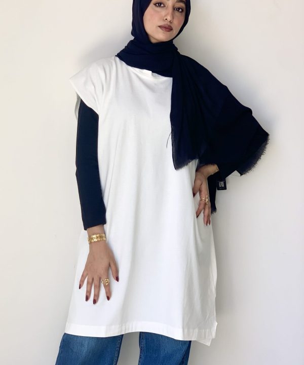 Medium White Cotton Basic with Side Slit