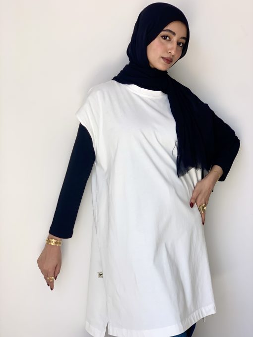 Medium White Cotton Basic with Side Slit - Image 5