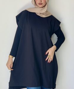 Medium Black Cotton Basic with Side Slit
