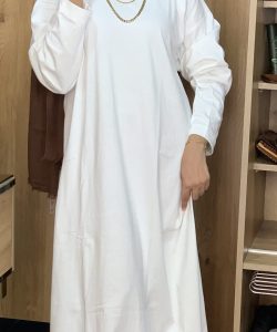 White Cotton Basic Maxi Dress (non-transparent)