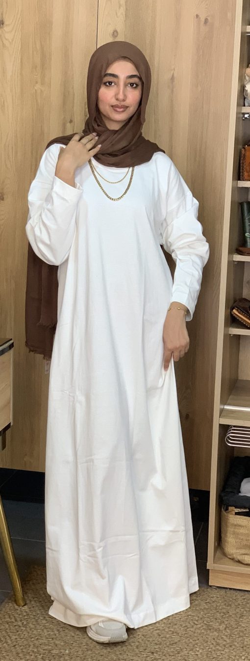 White Cotton Basic Maxi Dress (non-transparent)