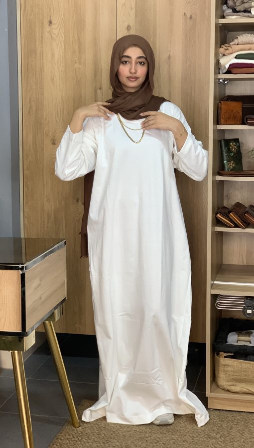 White Cotton Basic Maxi Dress (non-transparent) - Image 5