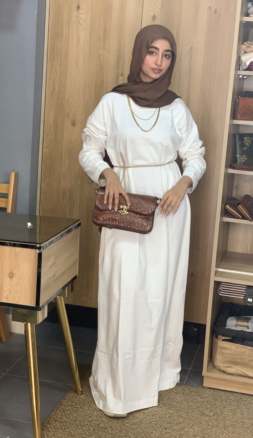 White Cotton Basic Maxi Dress (non-transparent) - Image 6