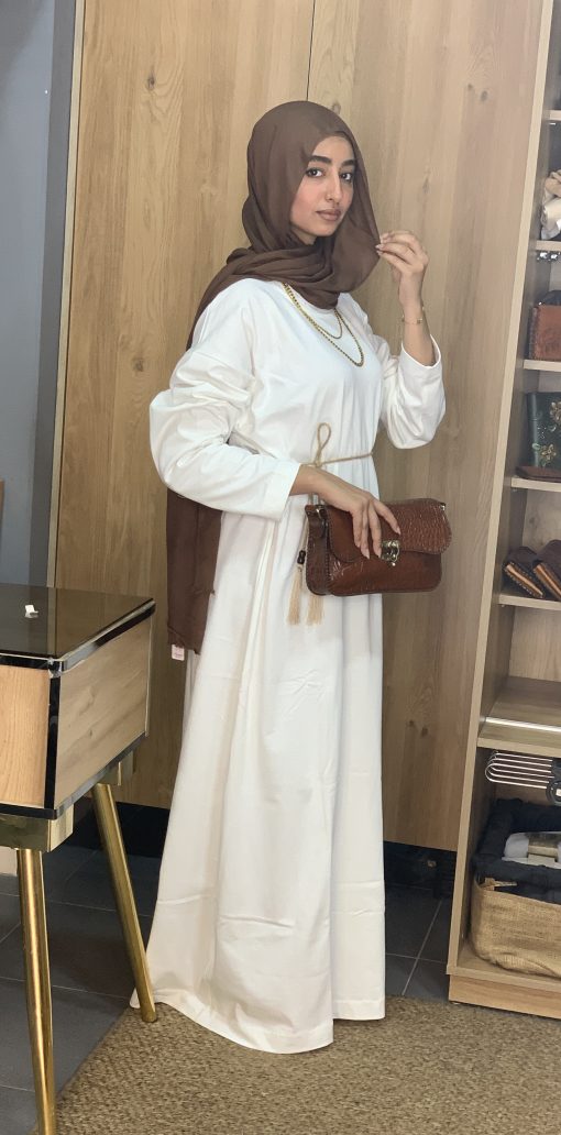 White Cotton Basic Maxi Dress (non-transparent) - Image 7