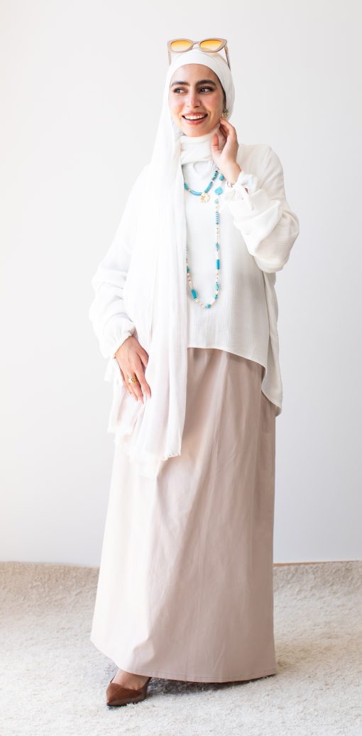 Coffee Cotton Gabardine Skirt - Image 2