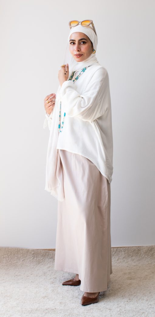Coffee Cotton Gabardine Skirt - Image 4