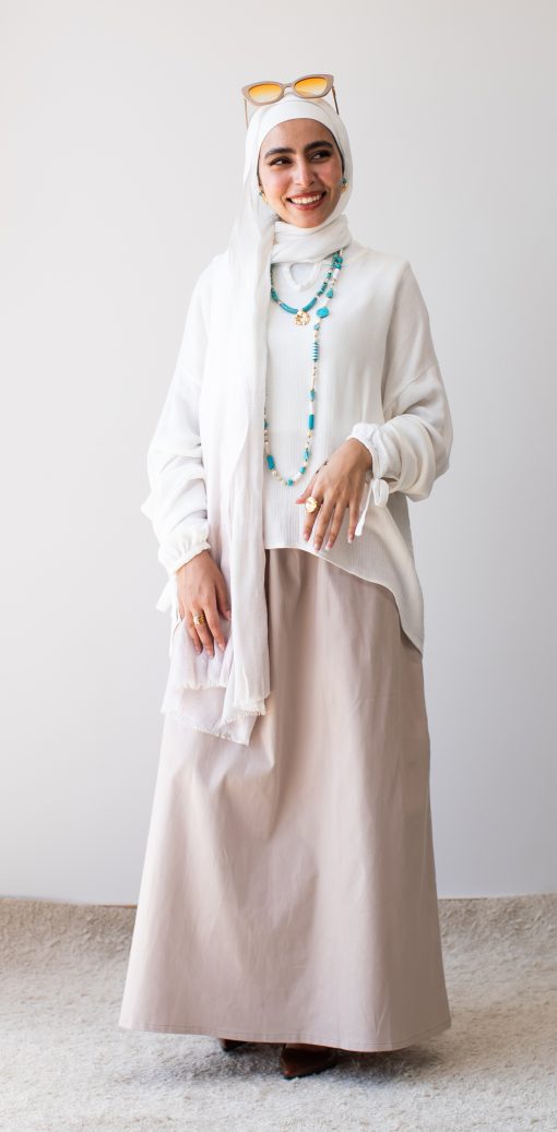 Coffee Cotton Gabardine Skirt - Image 5