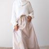 Coffee Cotton Gabardine Skirt