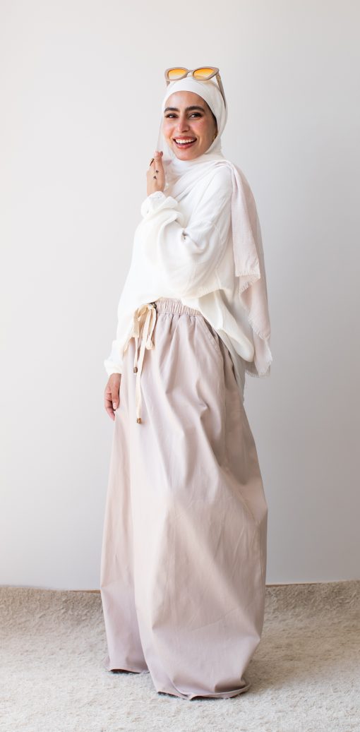 Coffee Cotton Gabardine Skirt - Image 10