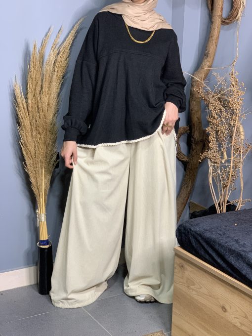 Beige Velvet Aladdin Pants - Image 2