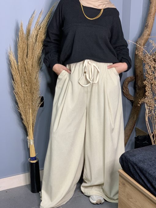Beige Velvet Aladdin Pants - Image 4