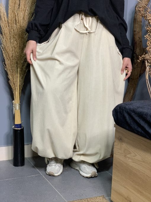Beige Velvet Aladdin Pants - Image 7