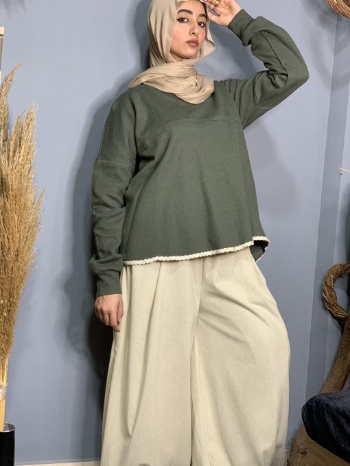 Olive Wool Blouse - Image 2