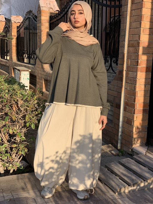Olive Wool Blouse - Image 7