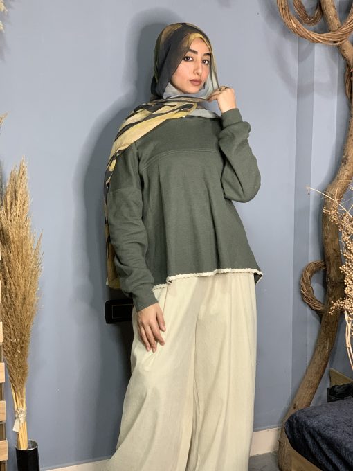 Olive Wool Blouse - Image 8