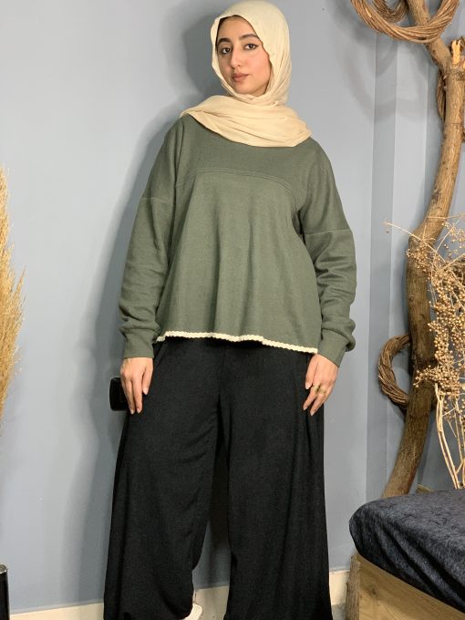 Olive Wool Blouse - Image 10