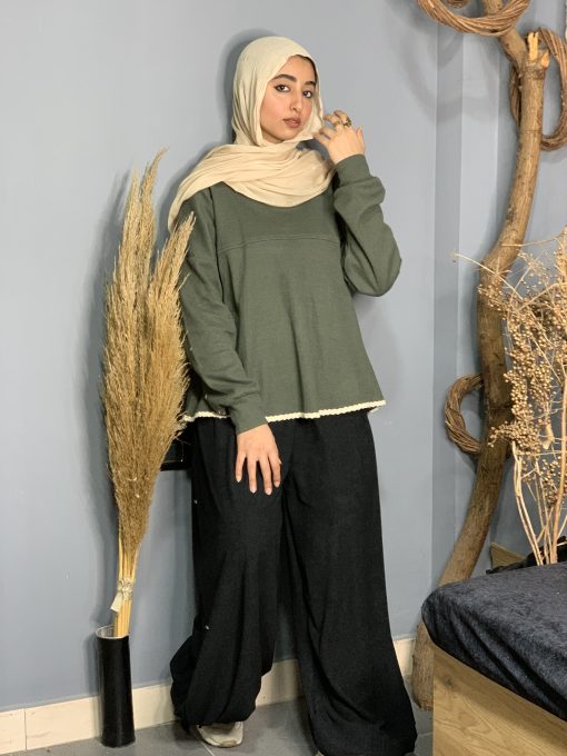 Olive Wool Blouse - Image 11