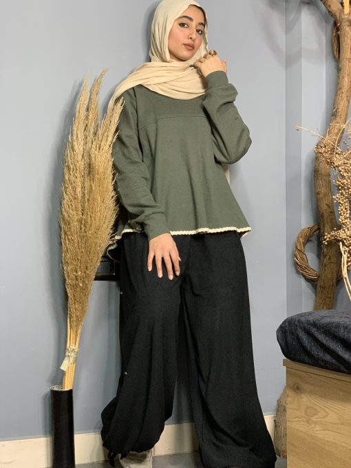 Olive Wool Blouse - Image 12