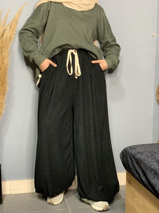 Black Velvet Aladdin Pants
