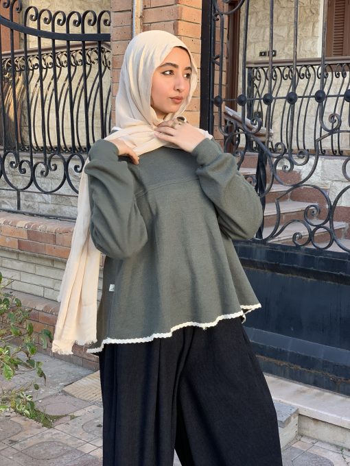 Olive Wool Blouse - Image 15