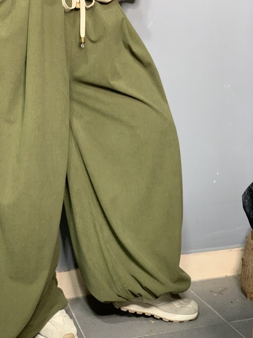 Olive Velvet Aladdin Pants - Image 5
