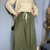 Olive Velvet Aladdin Pants