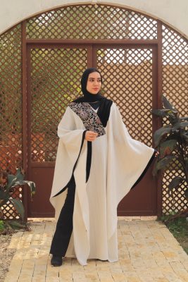 Embroidered black velvet linen poncho