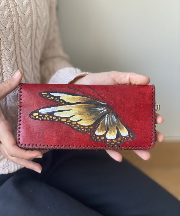 Red Butterfly Leather Wallet (large)